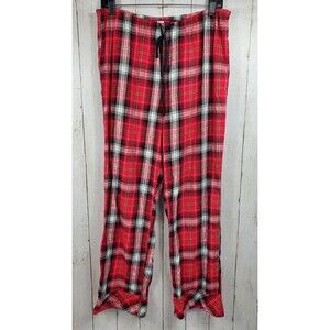 Victoria's Secret Pajama Pants Red Pink Plaid Black Women's Size Medium Viscose